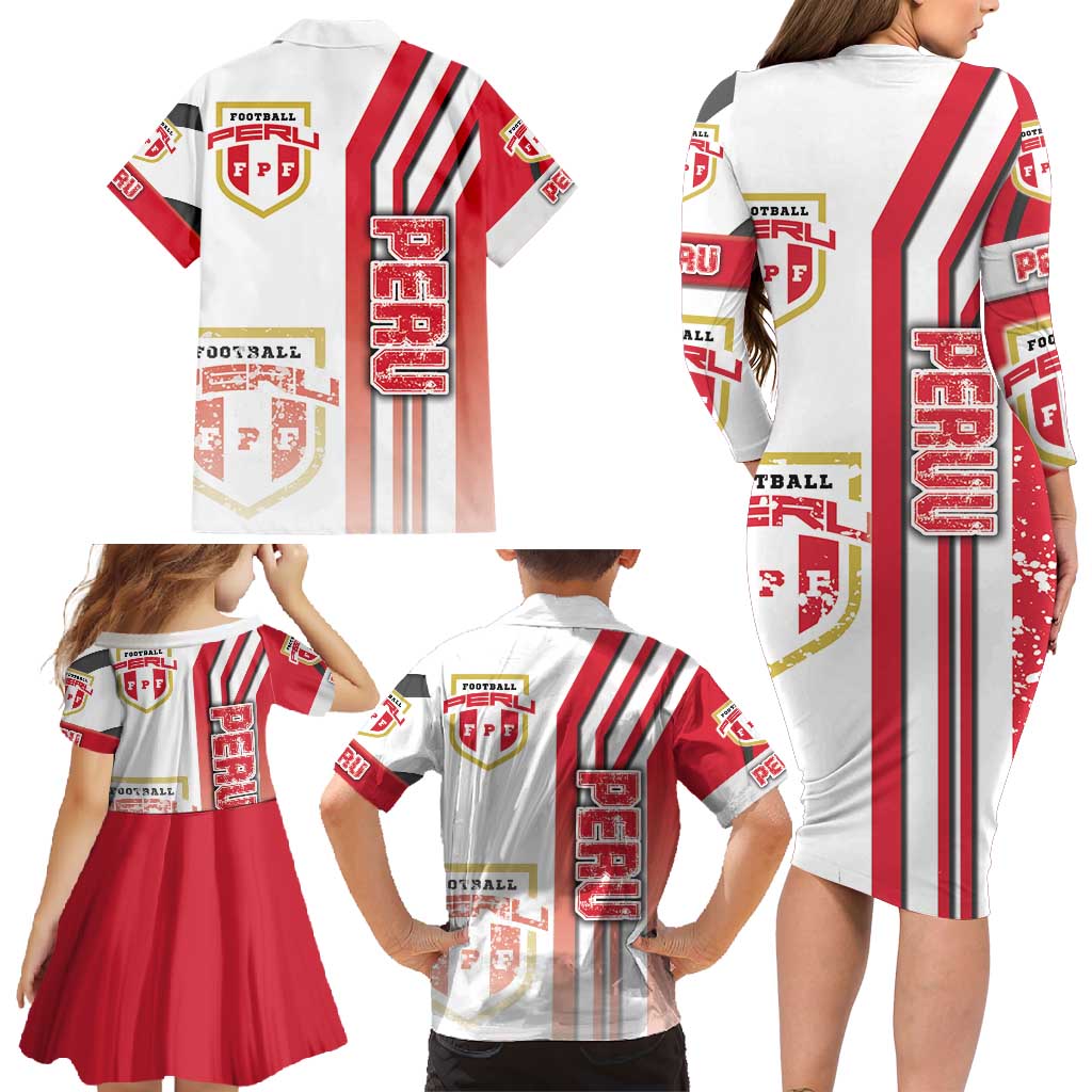 Peru Football Family Matching Long Sleeve Bodycon Dress and Hawaiian Shirt La Bicolor Soccer - Road To Champion