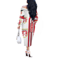 Peru Football Off The Shoulder Long Sleeve Dress La Bicolor Soccer - Road To Champion
