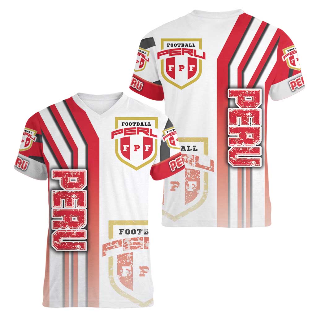 Peru Football Women V-Neck T-Shirt La Bicolor Soccer - Road To Champion