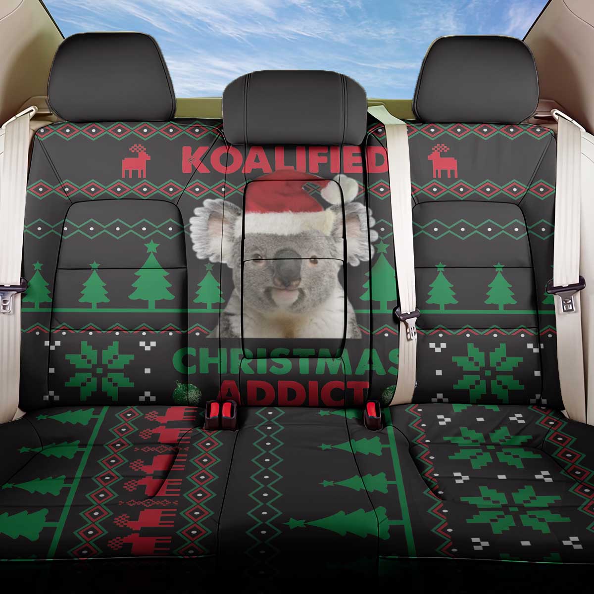 Cute Koala Back Car Seat Cover Koalified Christmas Addict - Wonder Print Shop
