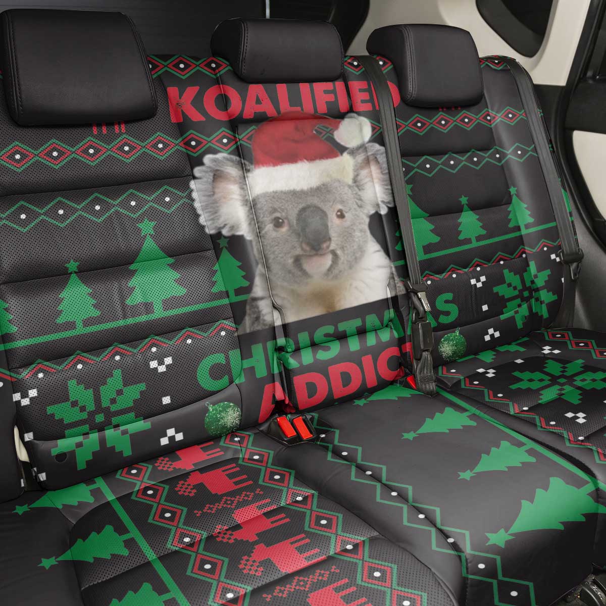 Cute Koala Back Car Seat Cover Koalified Christmas Addict - Wonder Print Shop
