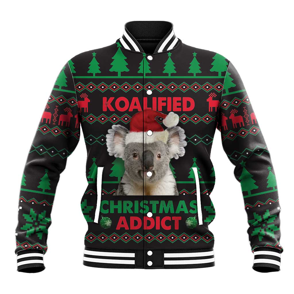 Cute Koala Baseball Jacket Koalified Christmas Addict - Wonder Print Shop