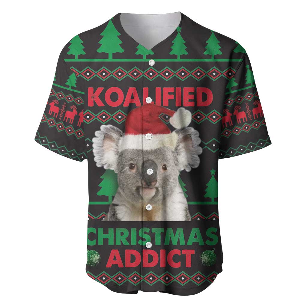 Cute Koala Baseball Jersey Koalified Christmas Addict - Wonder Print Shop