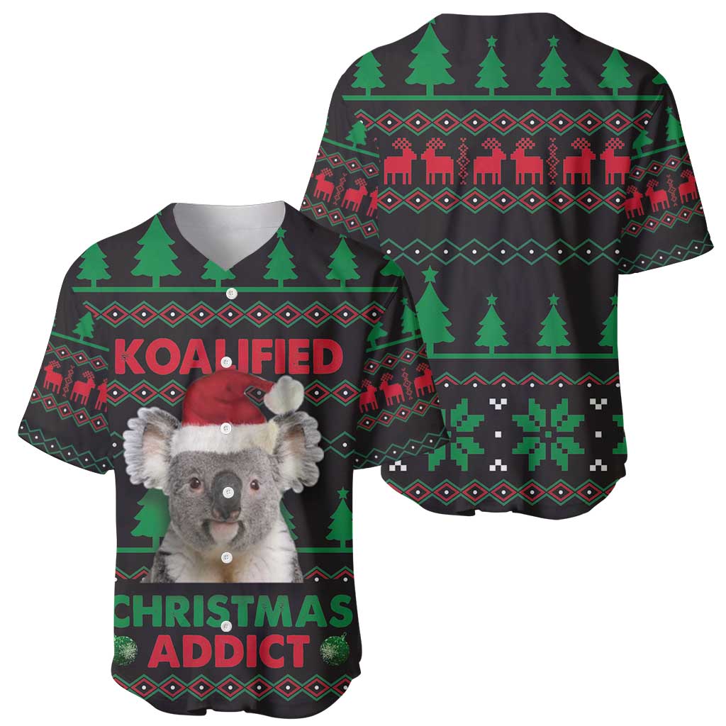 Cute Koala Baseball Jersey Koalified Christmas Addict - Wonder Print Shop
