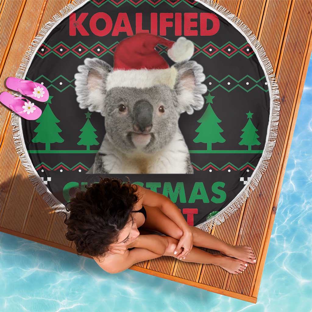 Cute Koala Beach Blanket Koalified Christmas Addict - Wonder Print Shop