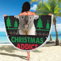 Cute Koala Beach Blanket Koalified Christmas Addict - Wonder Print Shop