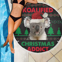Cute Koala Beach Blanket Koalified Christmas Addict - Wonder Print Shop