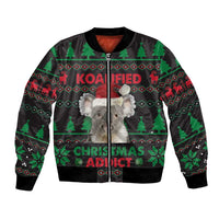 Cute Koala Bomber Jacket Koalified Christmas Addict - Wonder Print Shop