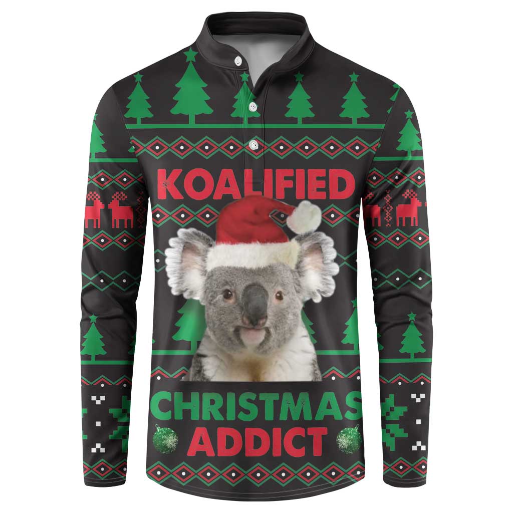 Cute Koala Button Sweatshirt Koalified Christmas Addict - Wonder Print Shop