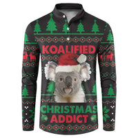 Cute Koala Button Sweatshirt Koalified Christmas Addict - Wonder Print Shop