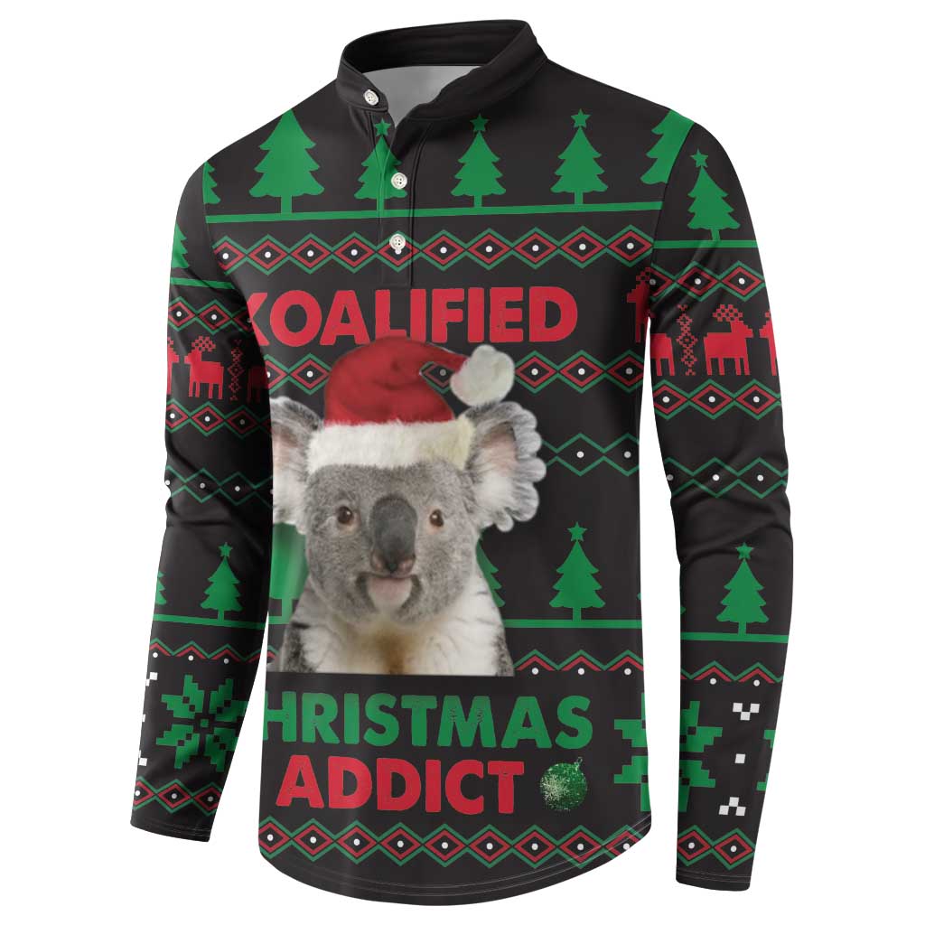 Cute Koala Button Sweatshirt Koalified Christmas Addict - Wonder Print Shop
