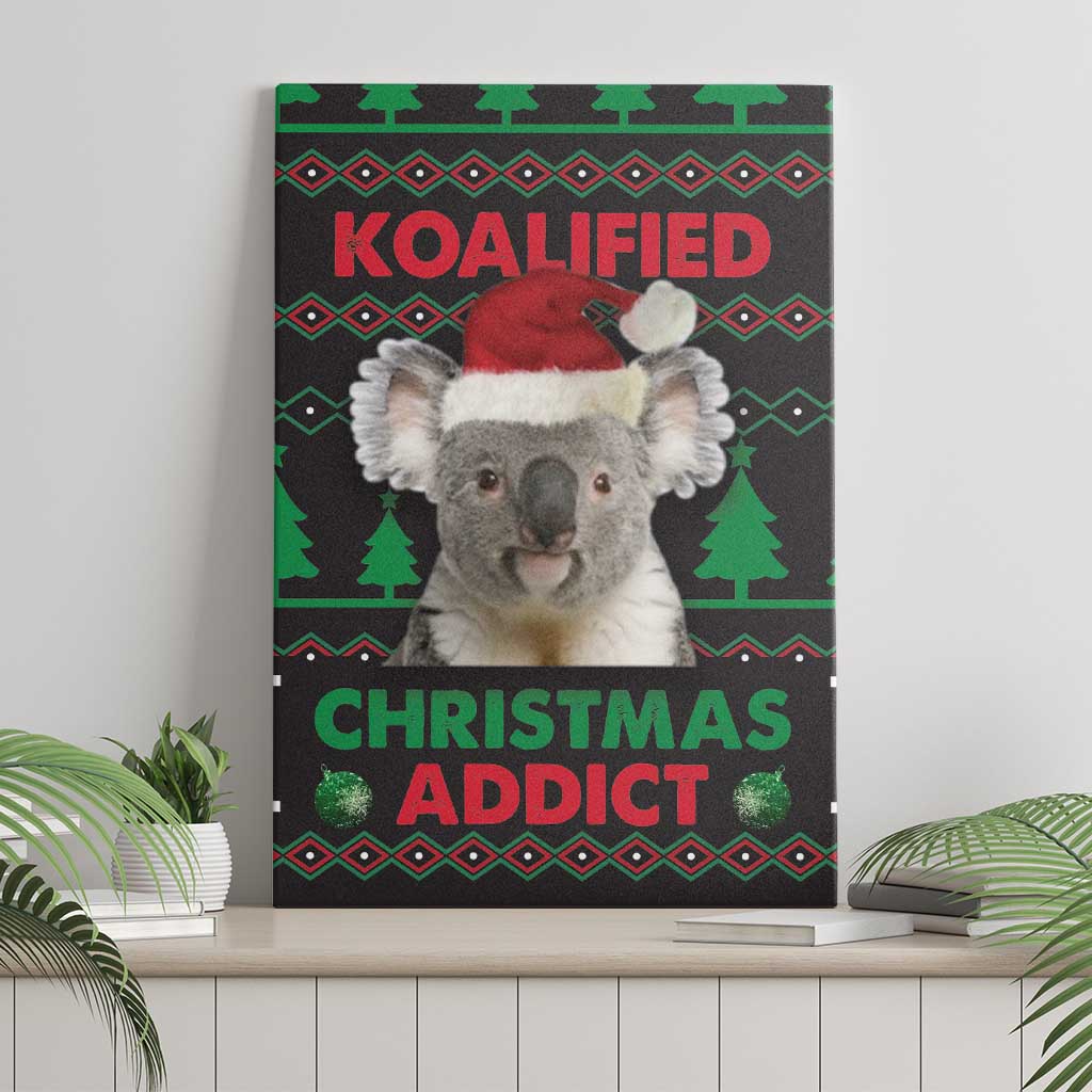 Cute Koala Canvas Wall Art Koalified Christmas Addict - Wonder Print Shop