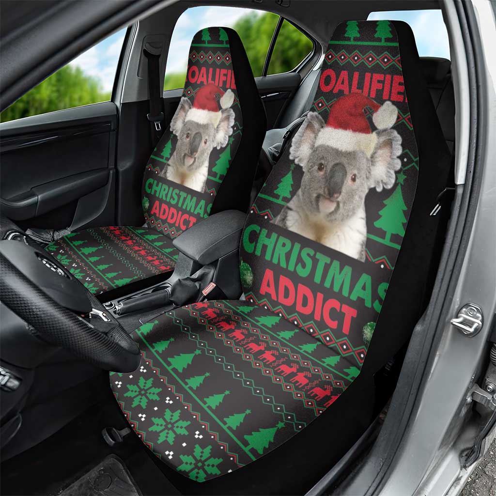 Cute Koala Car Seat Cover Koalified Christmas Addict - Wonder Print Shop