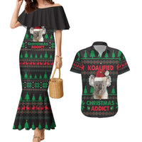 Cute Koala Couples Matching Mermaid Dress and Hawaiian Shirt Koalified Christmas Addict - Wonder Print Shop