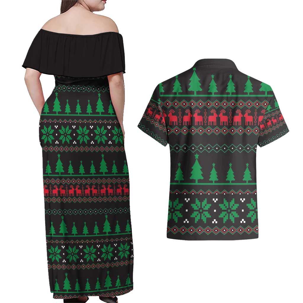 Cute Koala Couples Matching Off Shoulder Maxi Dress and Hawaiian Shirt Koalified Christmas Addict - Wonder Print Shop