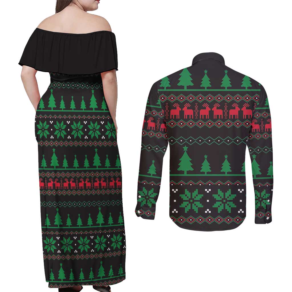 Cute Koala Couples Matching Off Shoulder Maxi Dress and Long Sleeve Button Shirt Koalified Christmas Addict - Wonder Print Shop