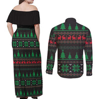 Cute Koala Couples Matching Off Shoulder Maxi Dress and Long Sleeve Button Shirt Koalified Christmas Addict - Wonder Print Shop