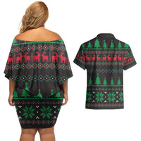 Cute Koala Couples Matching Off Shoulder Short Dress and Hawaiian Shirt Koalified Christmas Addict - Wonder Print Shop