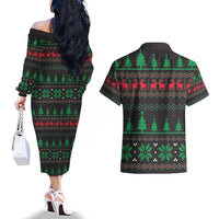 Cute Koala Couples Matching Off The Shoulder Long Sleeve Dress and Hawaiian Shirt Koalified Christmas Addict - Wonder Print Shop