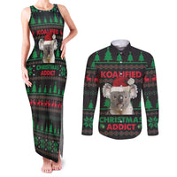 Cute Koala Couples Matching Tank Maxi Dress and Long Sleeve Button Shirt Koalified Christmas Addict - Wonder Print Shop