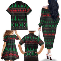 Cute Koala Family Matching Off The Shoulder Long Sleeve Dress and Hawaiian Shirt Koalified Christmas Addict - Wonder Print Shop