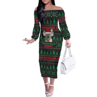Cute Koala Family Matching Off The Shoulder Long Sleeve Dress and Hawaiian Shirt Koalified Christmas Addict - Wonder Print Shop