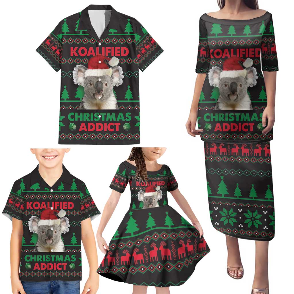 Cute Koala Family Matching Puletasi and Hawaiian Shirt Koalified Christmas Addict - Wonder Print Shop
