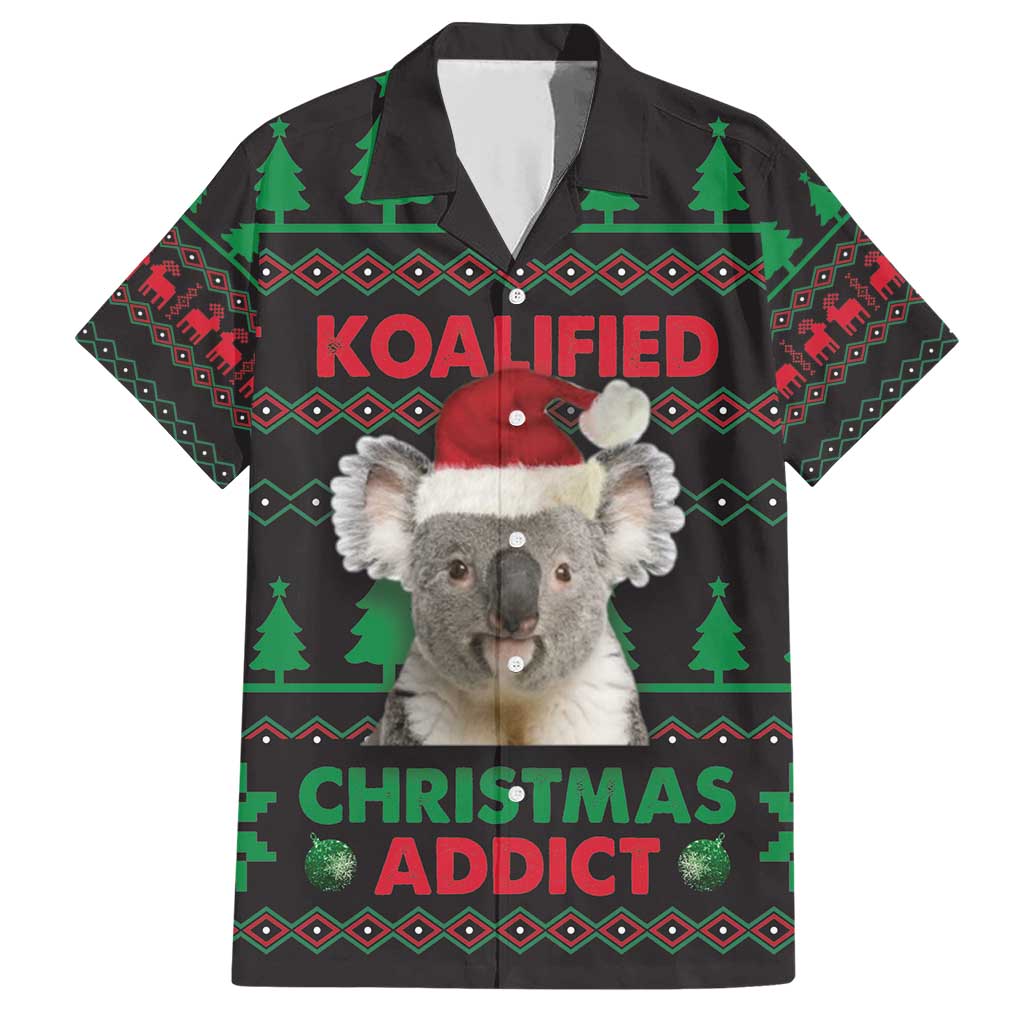 Cute Koala Family Matching Short Sleeve Bodycon Dress and Hawaiian Shirt Koalified Christmas Addict - Wonder Print Shop