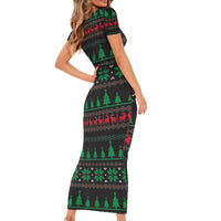 Cute Koala Family Matching Short Sleeve Bodycon Dress and Hawaiian Shirt Koalified Christmas Addict - Wonder Print Shop