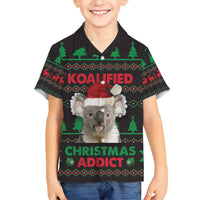Cute Koala Family Matching Short Sleeve Bodycon Dress and Hawaiian Shirt Koalified Christmas Addict - Wonder Print Shop