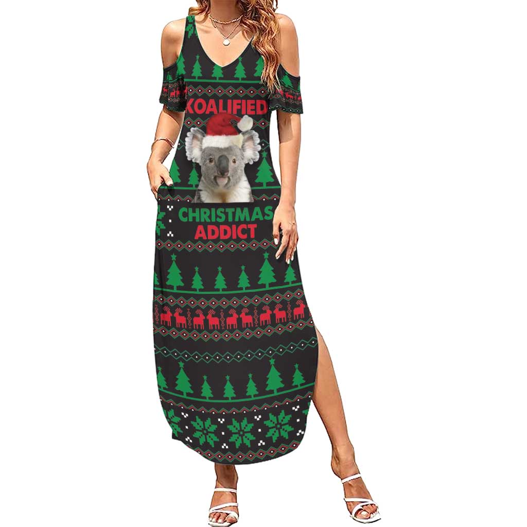 Cute Koala Family Matching Summer Maxi Dress and Hawaiian Shirt Koalified Christmas Addict - Wonder Print Shop