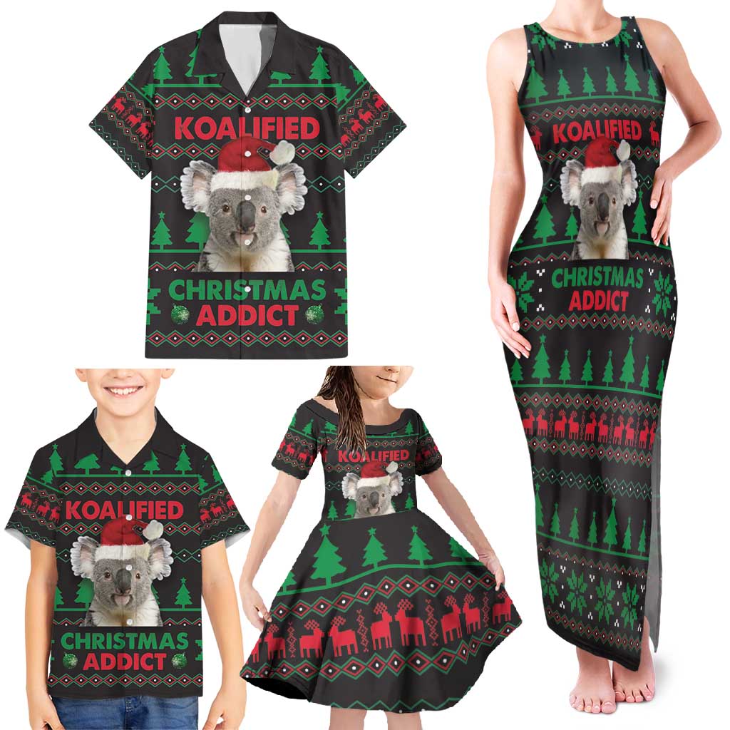Cute Koala Family Matching Tank Maxi Dress and Hawaiian Shirt Koalified Christmas Addict - Wonder Print Shop