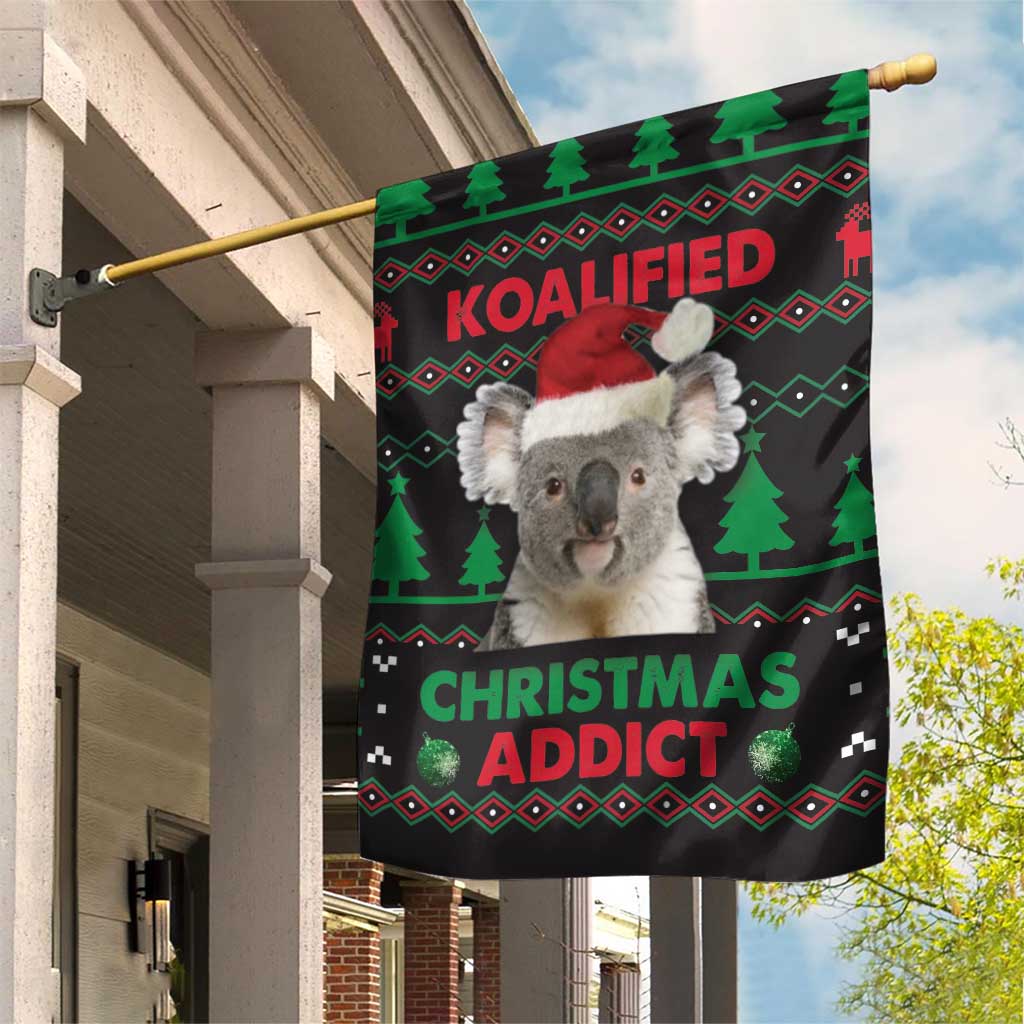 Cute Koala Garden Flag Koalified Christmas Addict - Wonder Print Shop