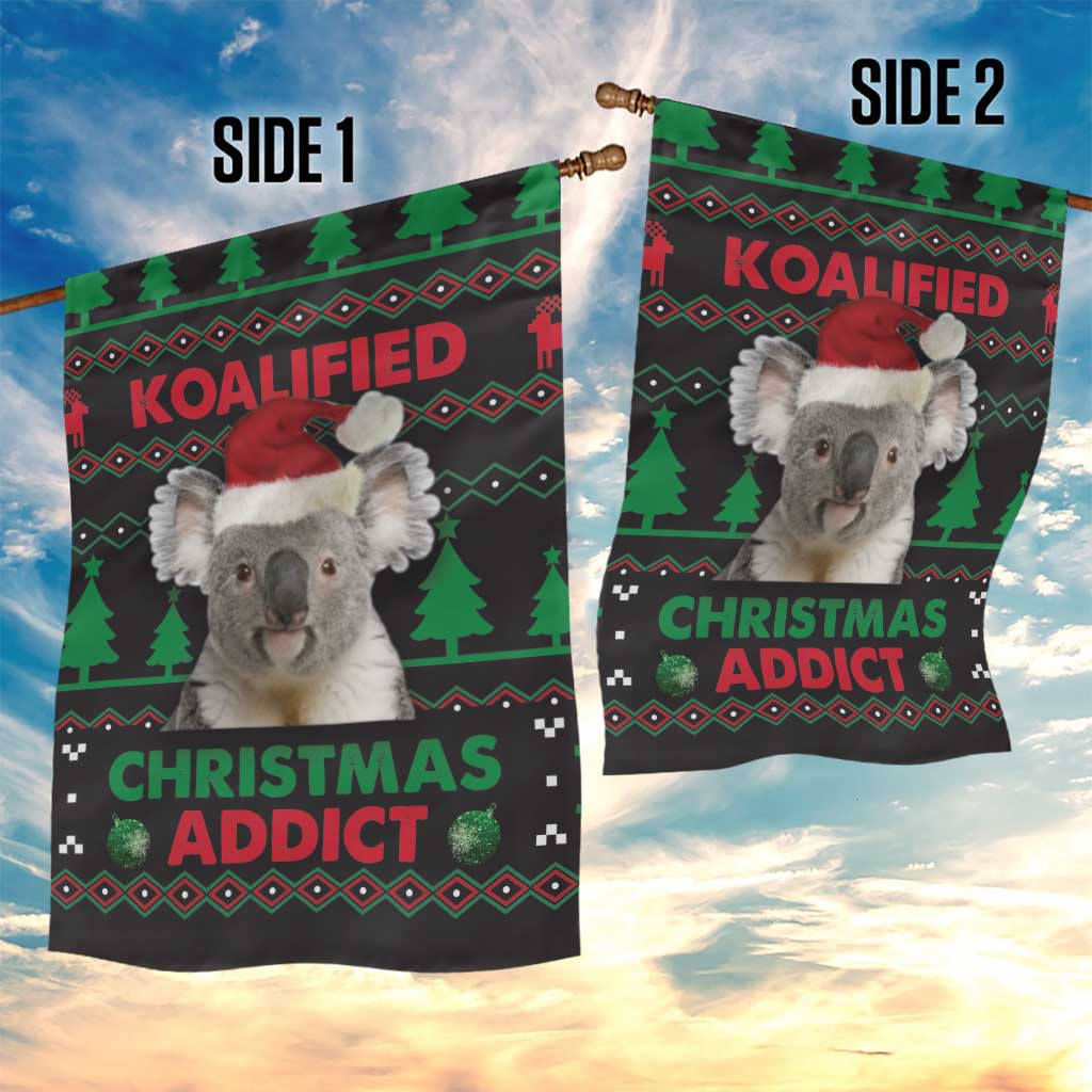 Cute Koala Garden Flag Koalified Christmas Addict - Wonder Print Shop