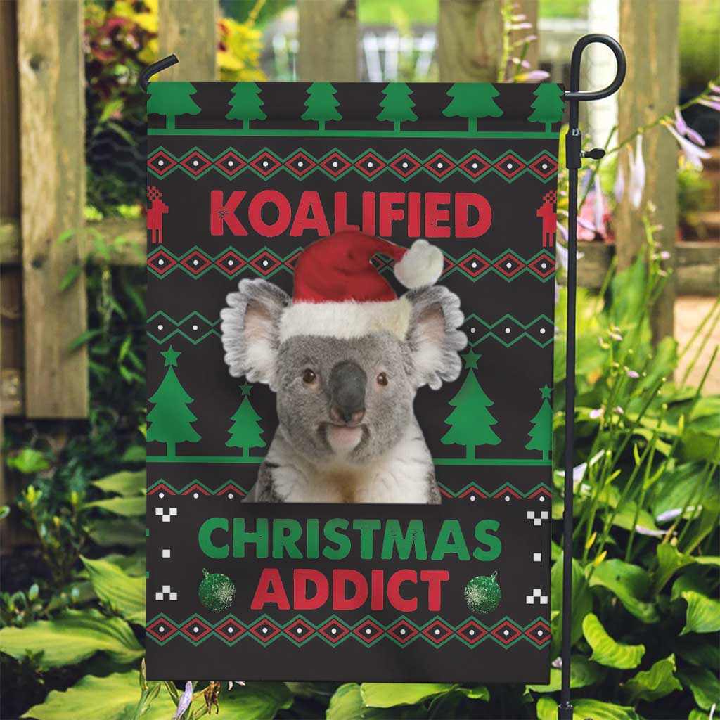 Cute Koala Garden Flag Koalified Christmas Addict - Wonder Print Shop