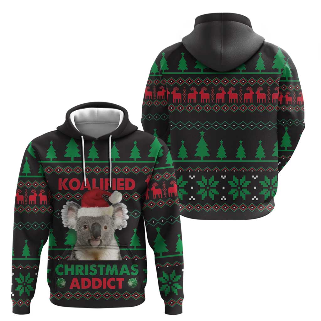 Cute Koala Hoodie Koalified Christmas Addict - Wonder Print Shop
