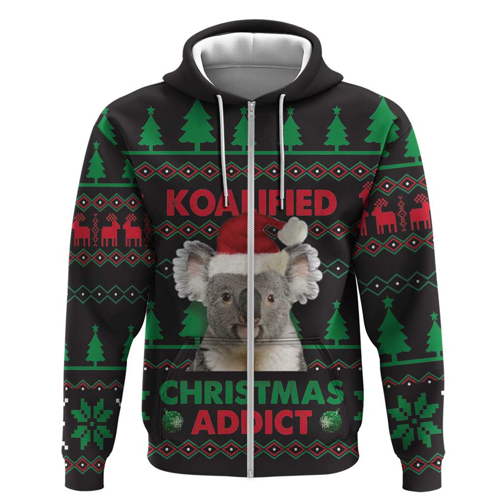 Cute Koala Hoodie Koalified Christmas Addict - Wonder Print Shop