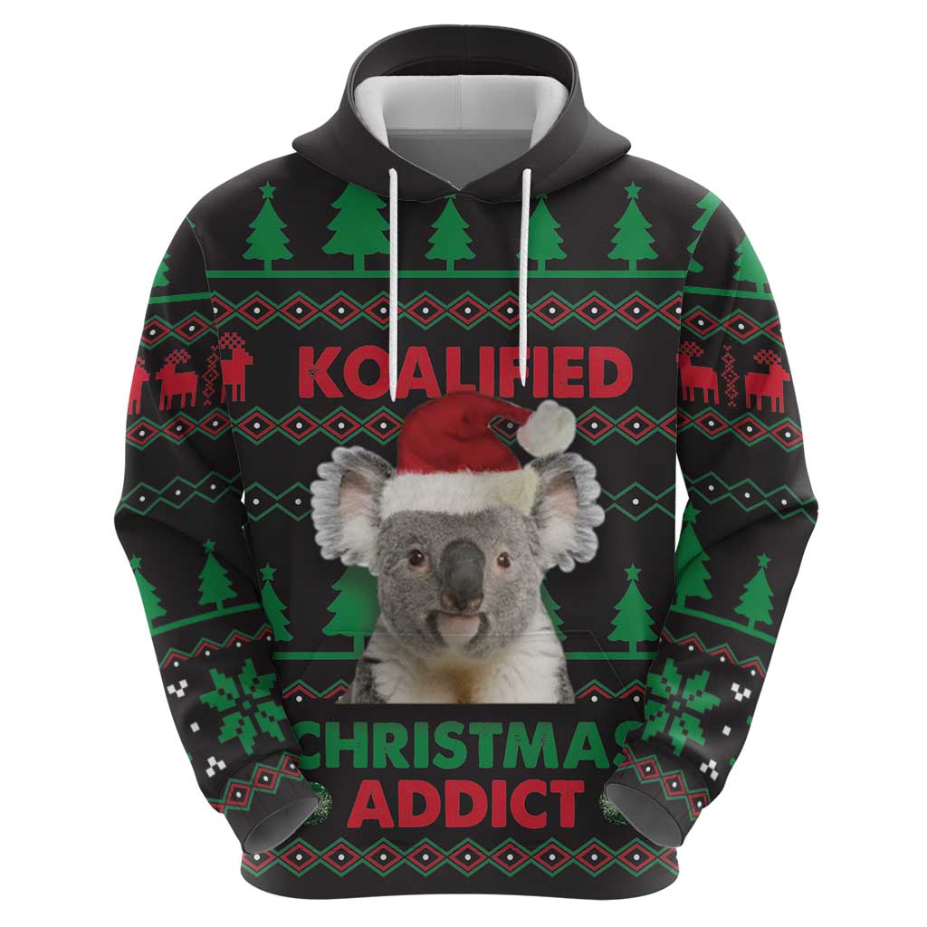 Cute Koala Hoodie Koalified Christmas Addict - Wonder Print Shop