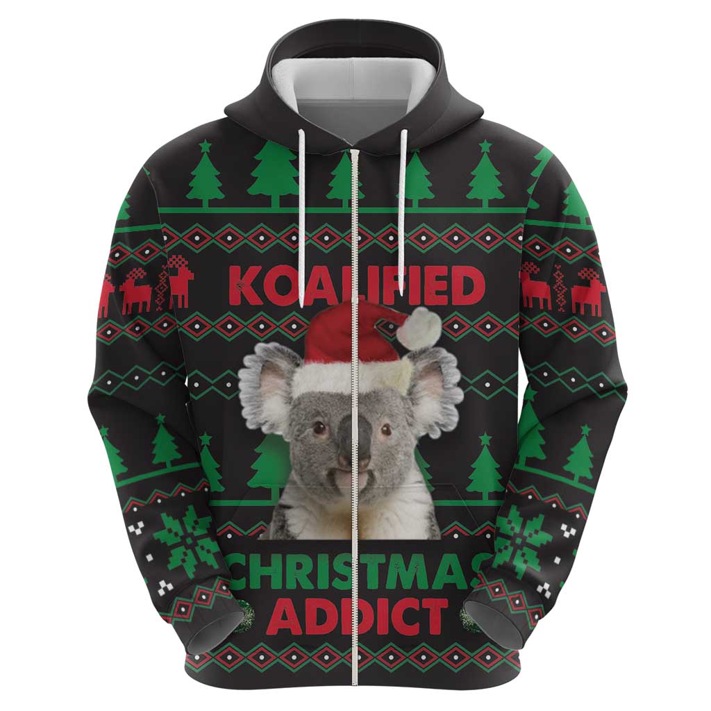 Cute Koala Hoodie Koalified Christmas Addict - Wonder Print Shop