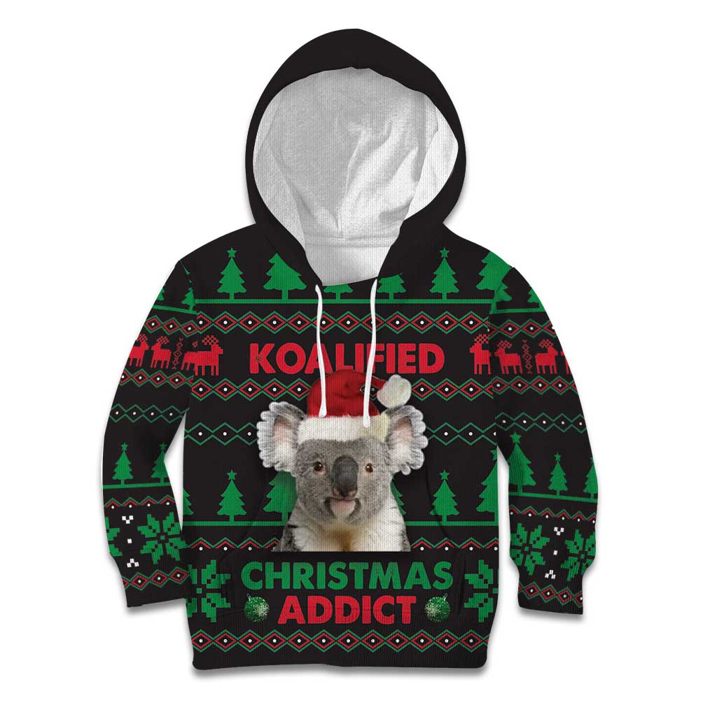Cute Koala Kid Hoodie Koalified Christmas Addict - Wonder Print Shop