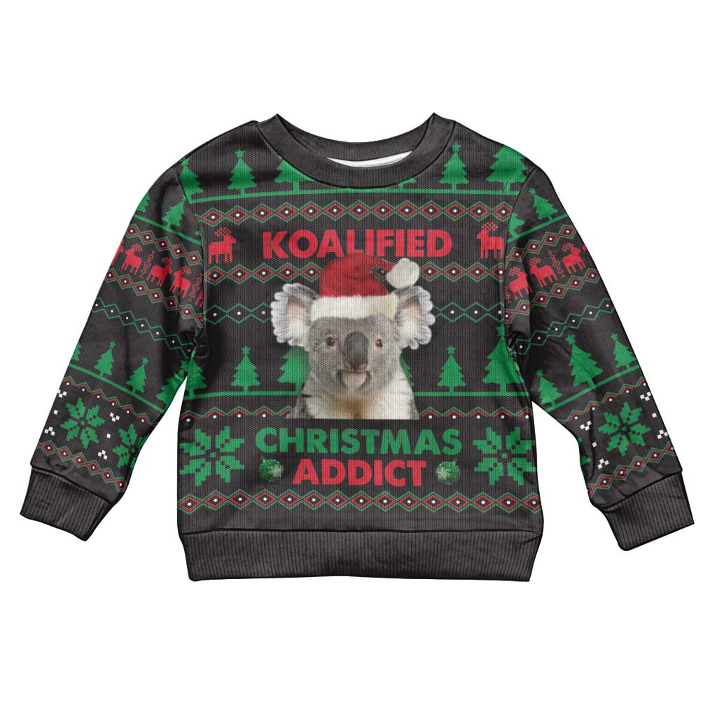 Cute Koala Kid Ugly Christmas Sweater Koalified Christmas Addict - Wonder Print Shop