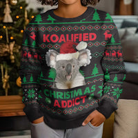 Cute Koala Kid Ugly Christmas Sweater Koalified Christmas Addict - Wonder Print Shop