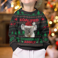 Cute Koala Kid Ugly Christmas Sweater Koalified Christmas Addict - Wonder Print Shop
