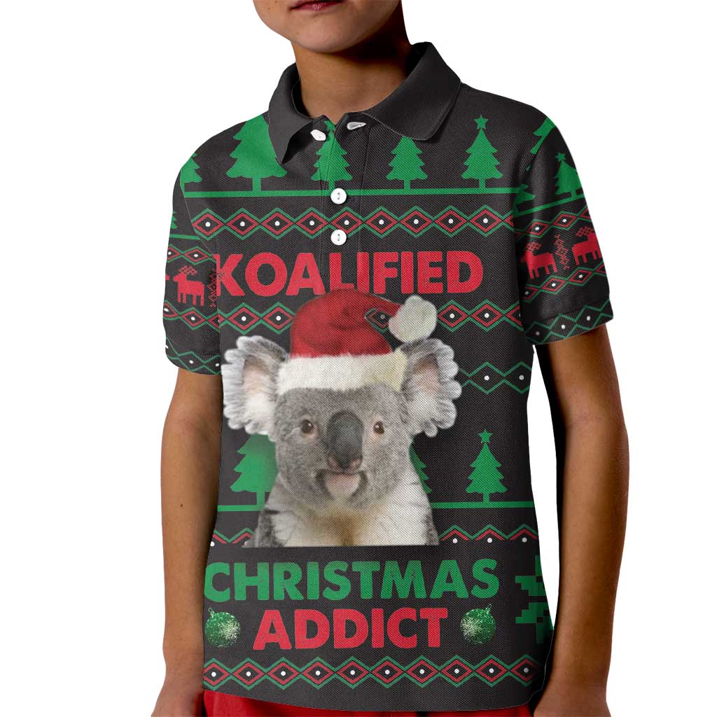 Cute Koala Kid Polo Shirt Koalified Christmas Addict - Wonder Print Shop