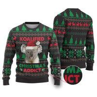 Cute Koala Ugly Christmas Sweater Koalified Christmas Addict - Wonder Print Shop