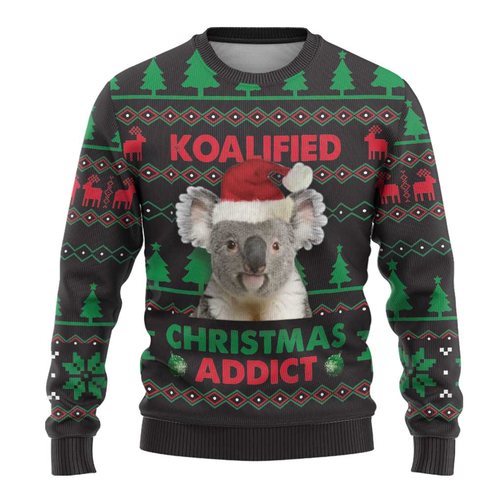 Cute Koala Ugly Christmas Sweater Koalified Christmas Addict - Wonder Print Shop