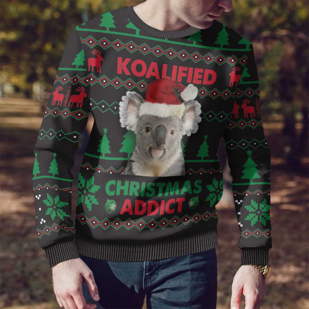 Cute Koala Ugly Christmas Sweater Koalified Christmas Addict - Wonder Print Shop