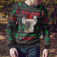 Cute Koala Ugly Christmas Sweater Koalified Christmas Addict - Wonder Print Shop