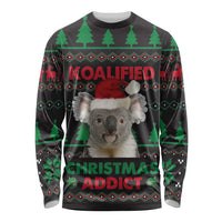 Cute Koala Long Sleeve Shirt Koalified Christmas Addict - Wonder Print Shop