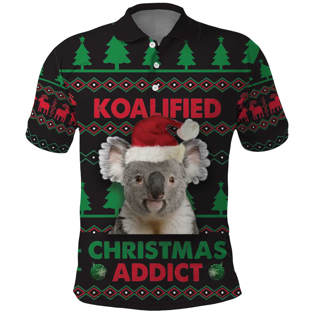 Cute Koala Polo Shirt Koalified Christmas Addict - Wonder Print Shop